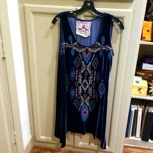 Johnny Was midnight blue velvet dress